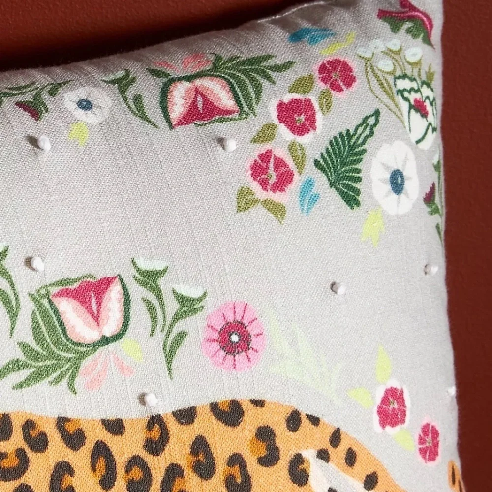 NWT Anthropologie  Christmas Claus Embroidered Bolster  Pillow